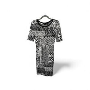 Yoana Baraschi Black and White Abstract Print Bodycon Dress Size S